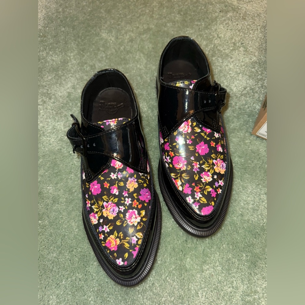 Dr. Martens Black Floral Loafers